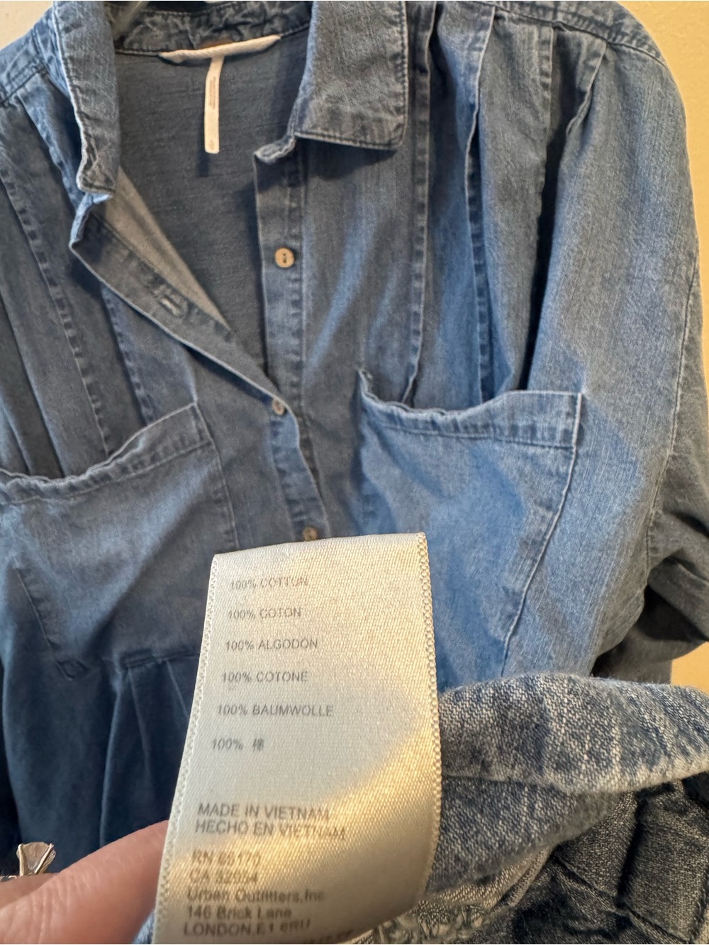 Blue Denim Button-Front Peplum Free People Dress - Picture 4 of 4